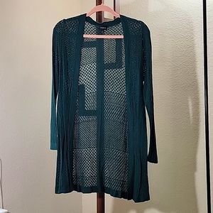 Emerald green open-weave cardigan